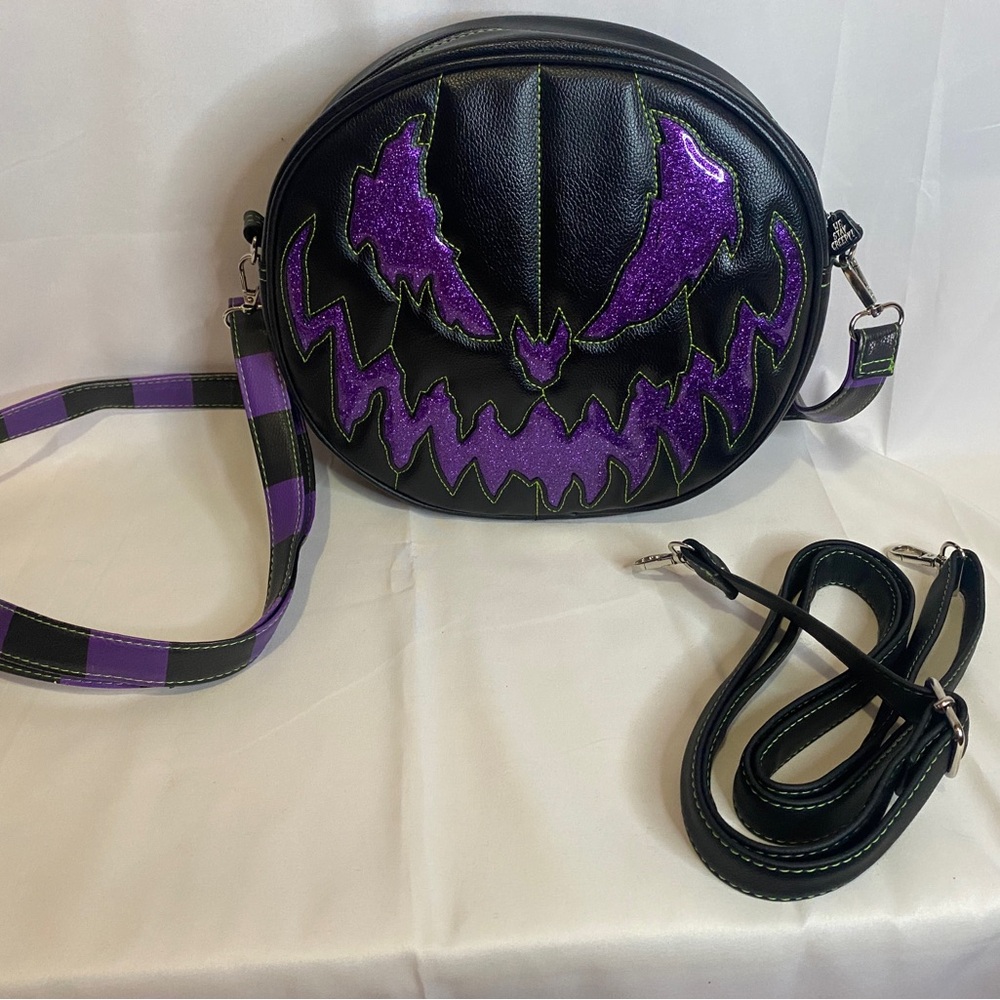 Pumpkin Kult by Love Pain and Stitches Double sided Purple and Black Purse